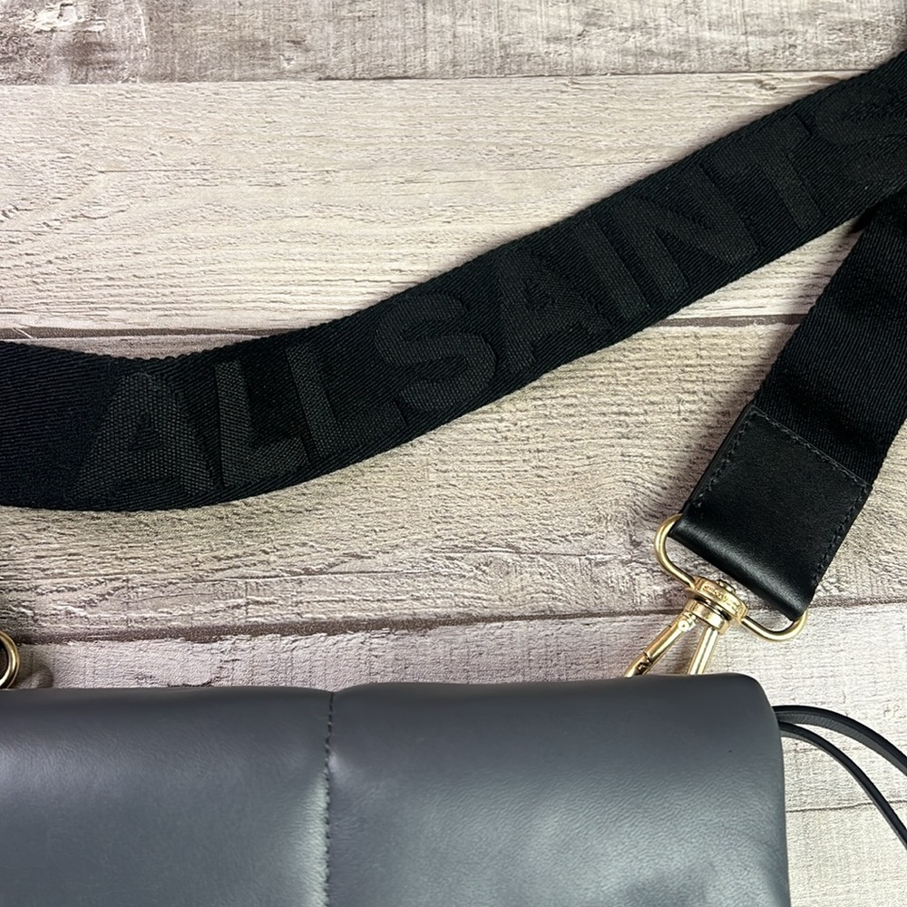 All Saints Ezra Logo Strap Leather Crossbody Bag - Picture 6 of 11